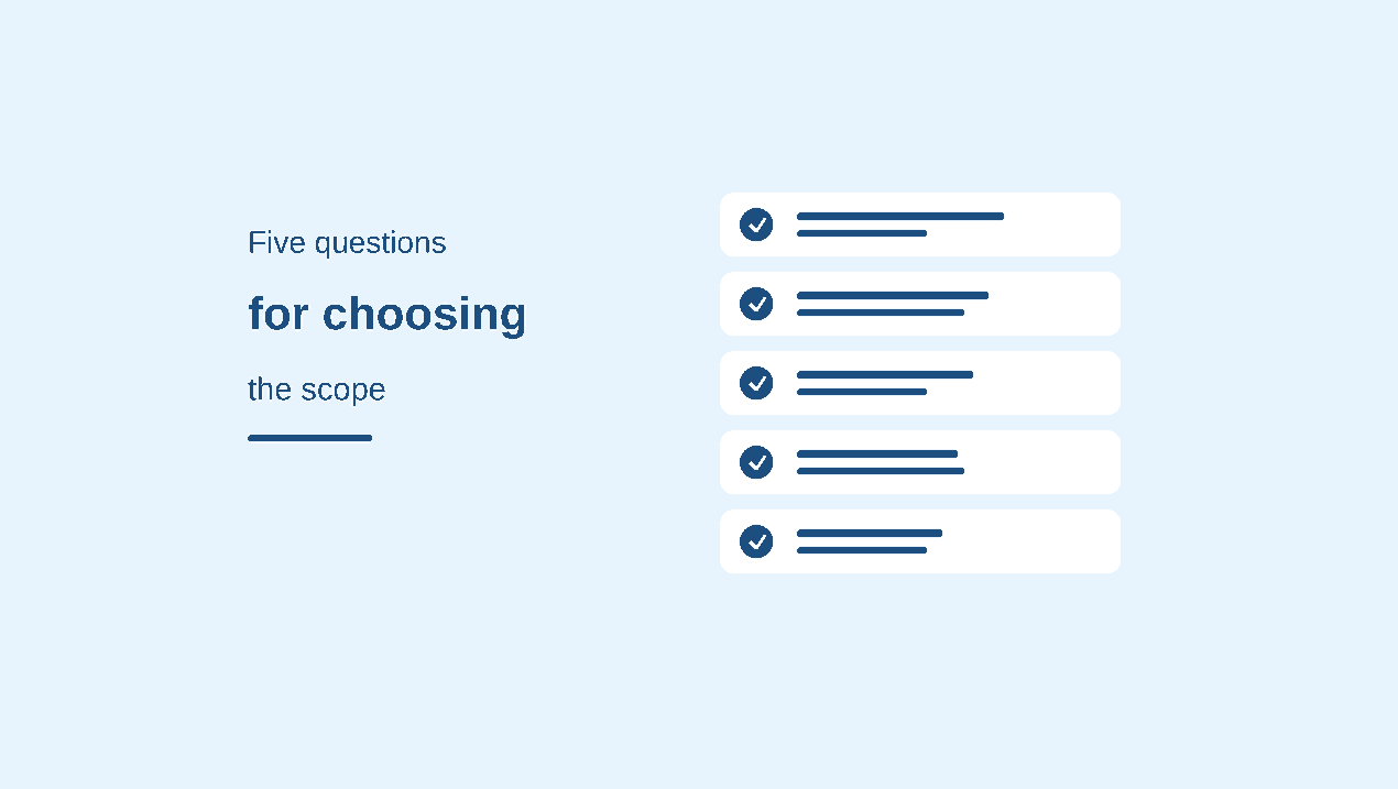 Minimal five-step checklist illustrating questions for choosing the right content update scope