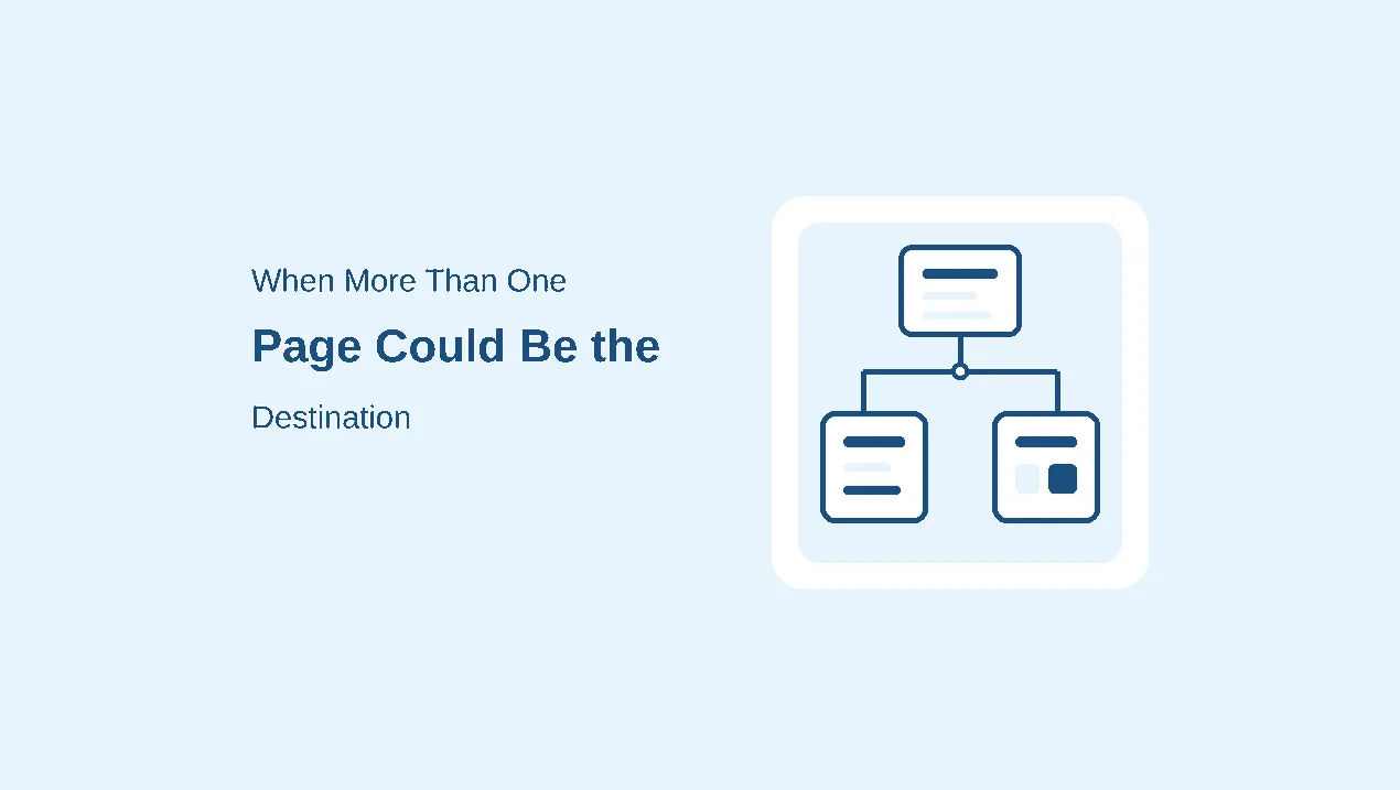 Comparing several candidate destination pages on performance, maintainability and link equity